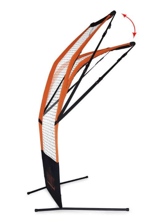 Bownet Flat Top protection net with adjustable heights for front toss practice.
