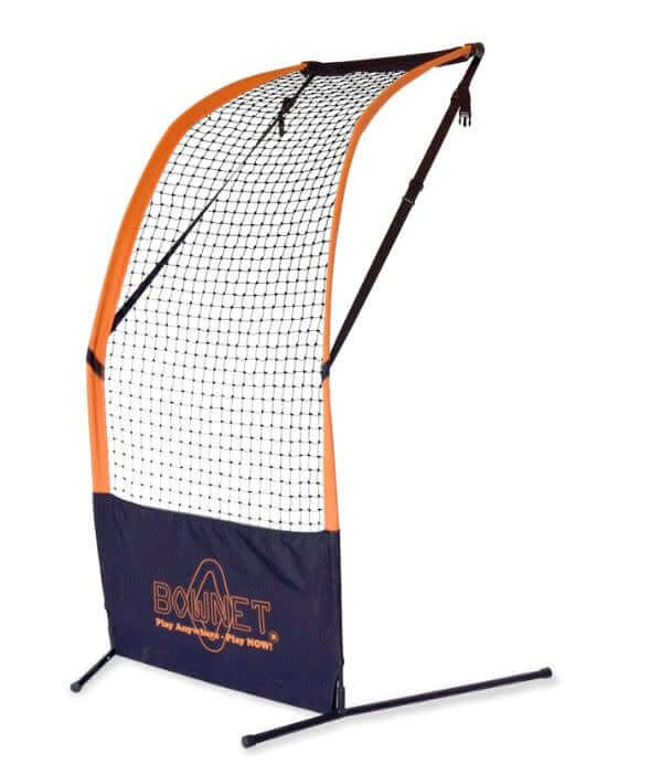 Bownet Flat Top protection net with adjustable heights for front toss practice.