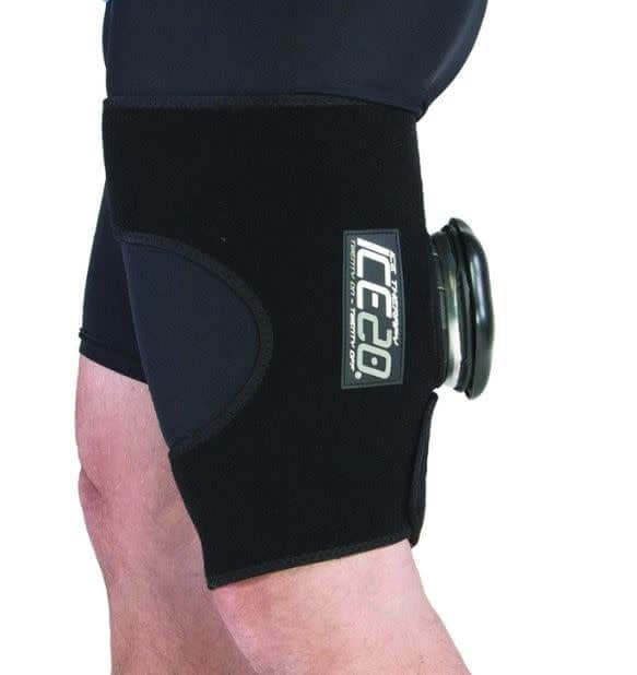 Bownet ICE20 Single Knee Compression Wrap with Velcro straps and refillable ice bag.