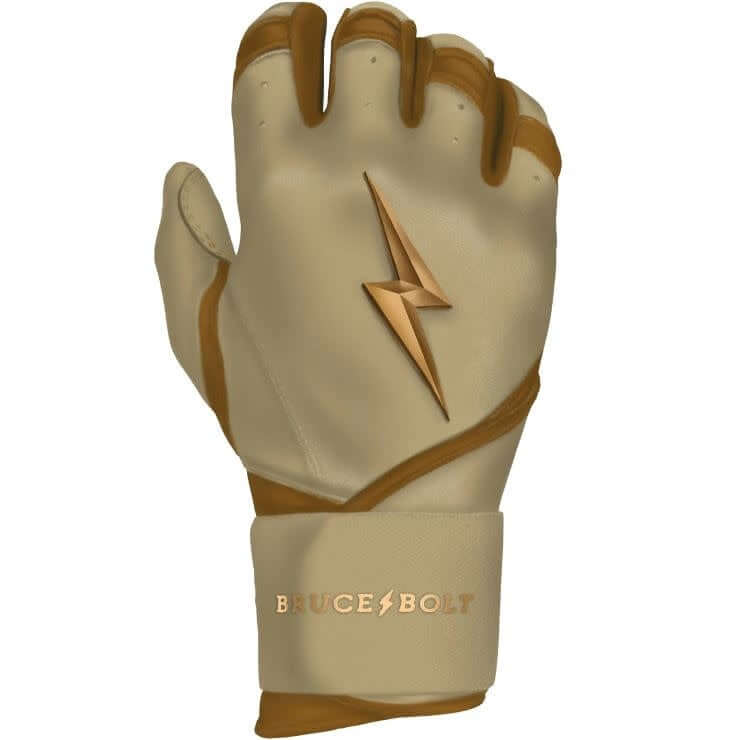 Bruce Bolt Long Cuff Gold Series premium batting gloves in carry case