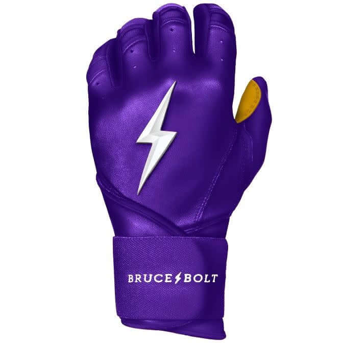 Bruce Bolt Premium Long Cuff Purple Batting Gloves High-Quality Cabretta Leather