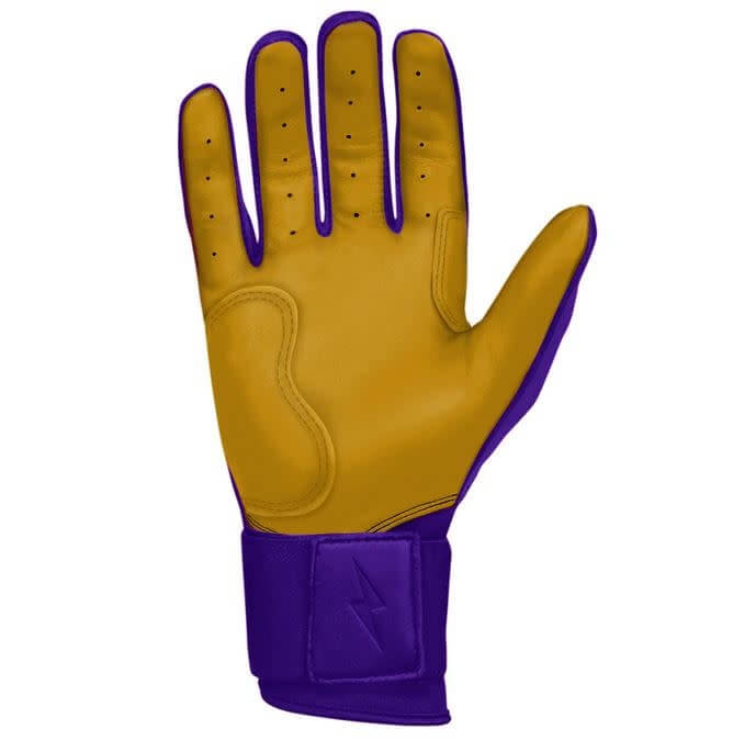 Bruce Bolt Premium Long Cuff Purple Batting Gloves High-Quality Cabretta Leather