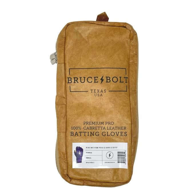Bruce Bolt Premium Long Cuff Purple Batting Gloves High-Quality Cabretta Leather
