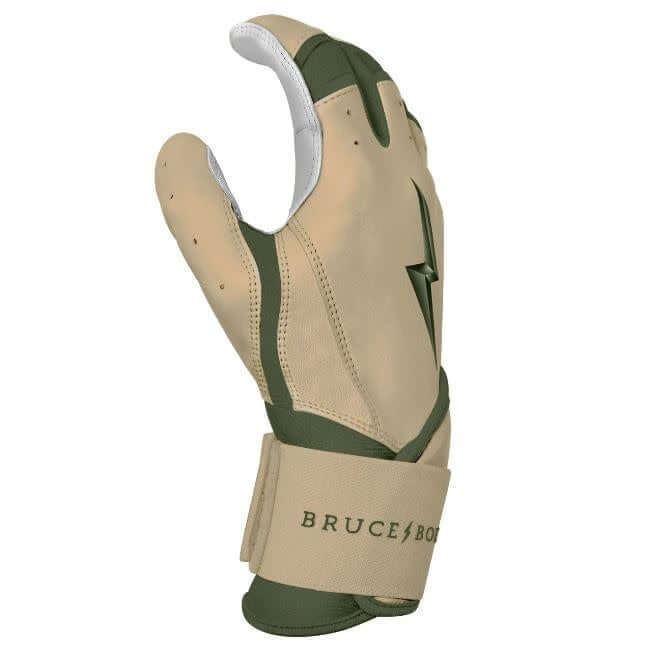 Bruce Bolt Premium Military Edition Long Cuff Batting Gloves with Double Reinforced Grey Palm