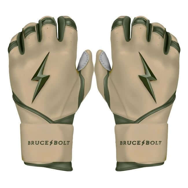 Bruce Bolt Premium Military Edition Long Cuff Batting Gloves with Double Reinforced Grey Palm