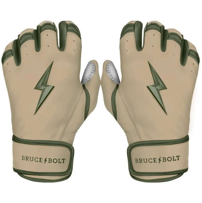 Bruce Bolt Premium Military Edition Short Cuff Batting Gloves with Double Reinforced Grey Palm
