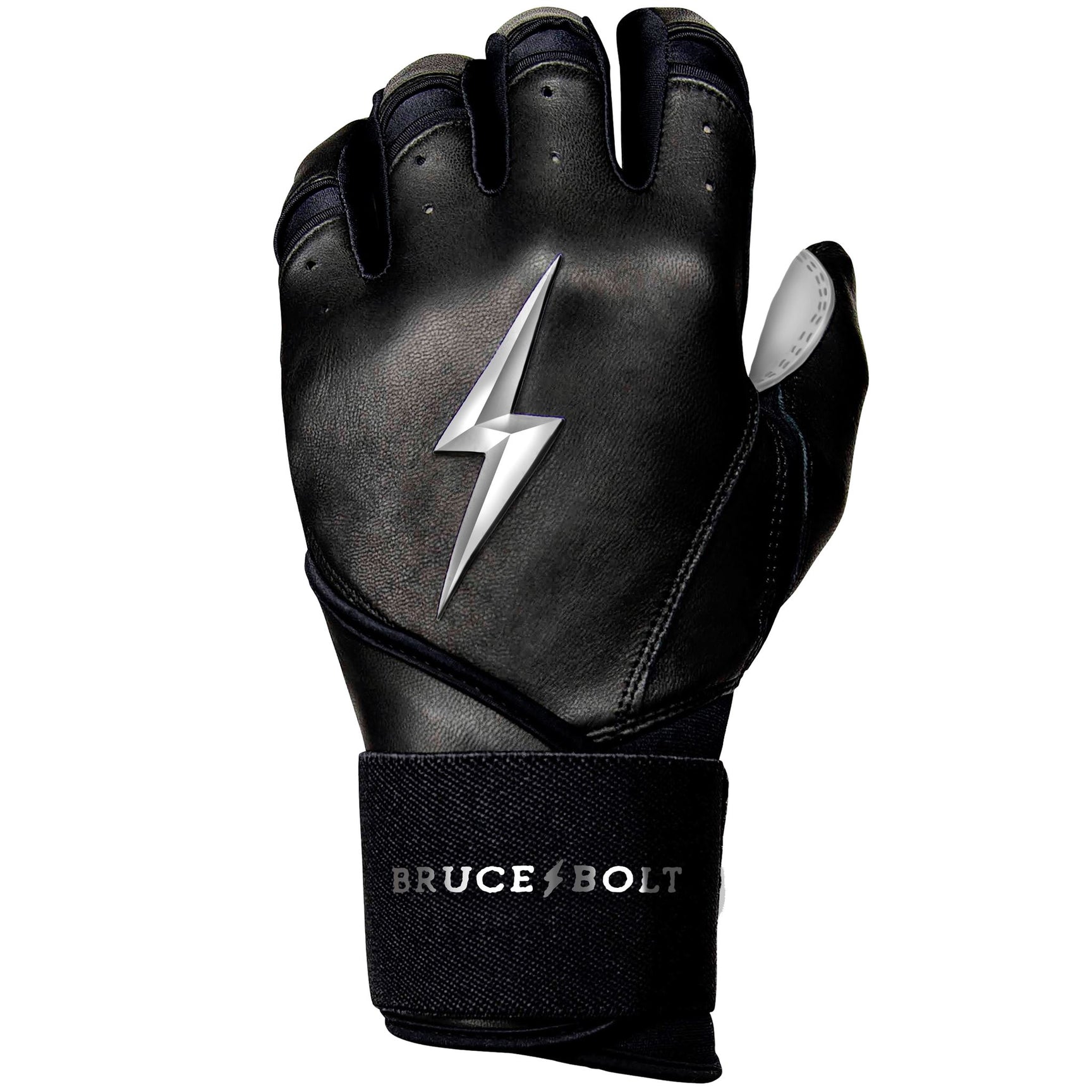 Bruce Bolt Premium Pro Chrome Long Cuff Batting Gloves Black