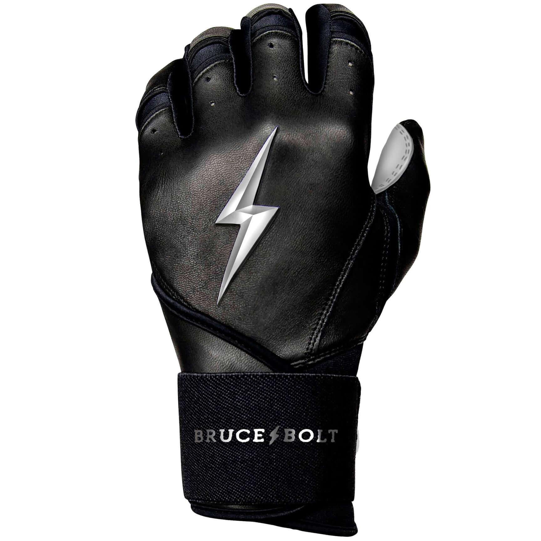 Bruce Bolt Youth Premium Pro Chrome Long Cuff Batting Gloves Black