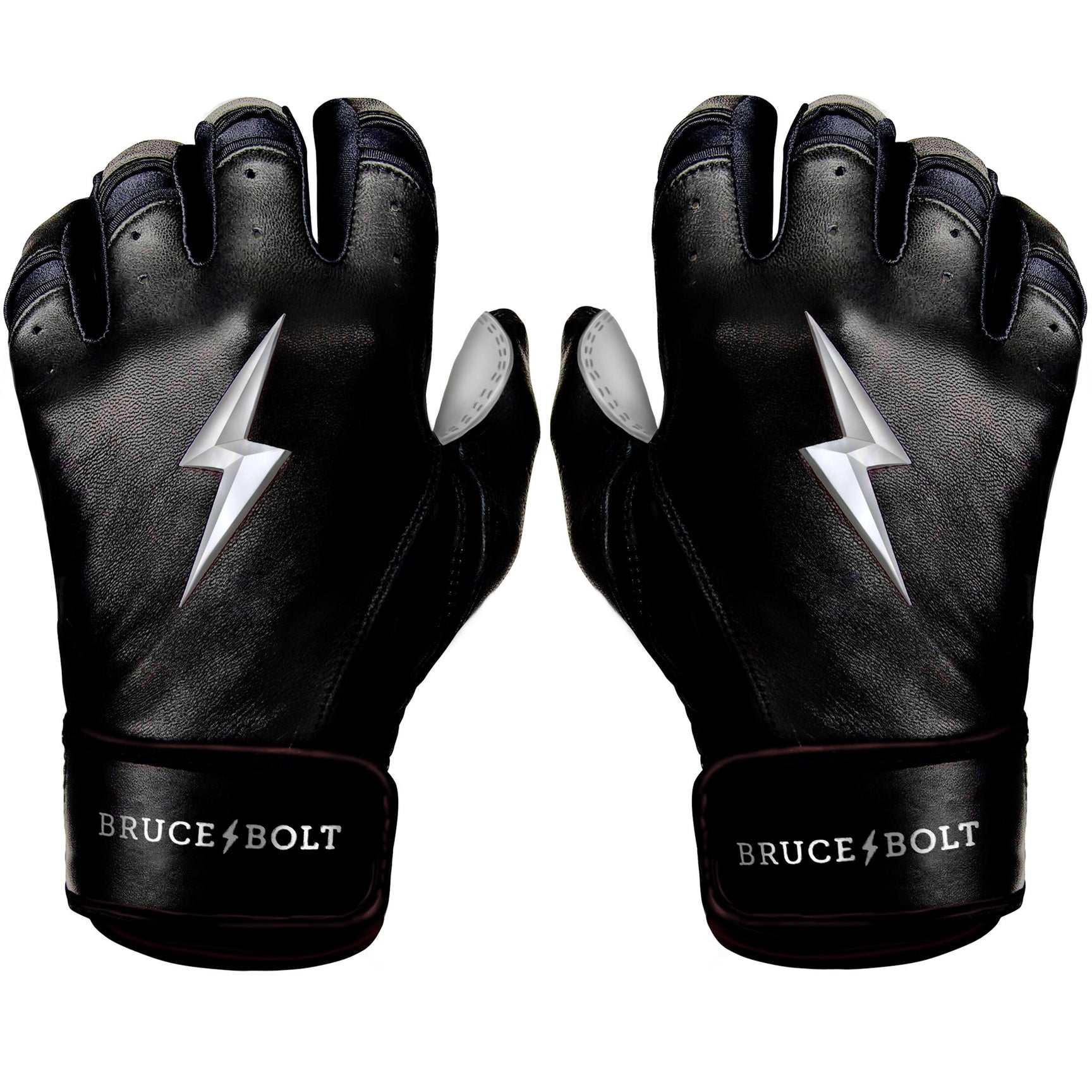 Bruce Bolt Premium Pro Chrome Short Cuff Batting Gloves Black