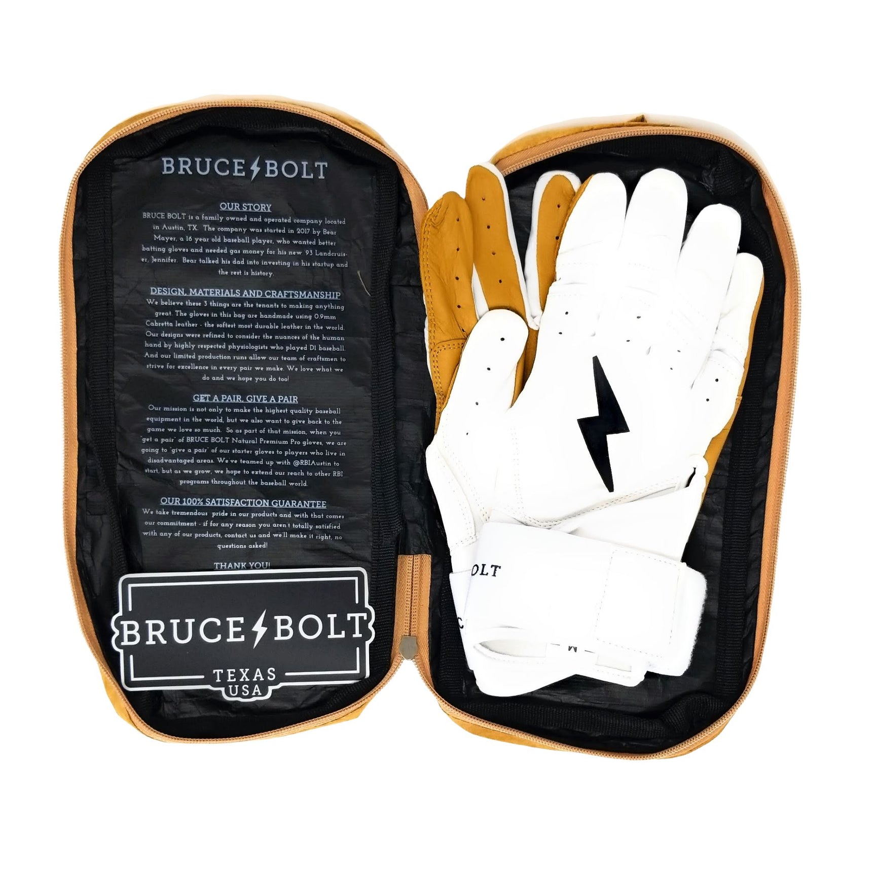 Bruce Bolt Youth Premium Pro Long Cuff Batting Gloves White
