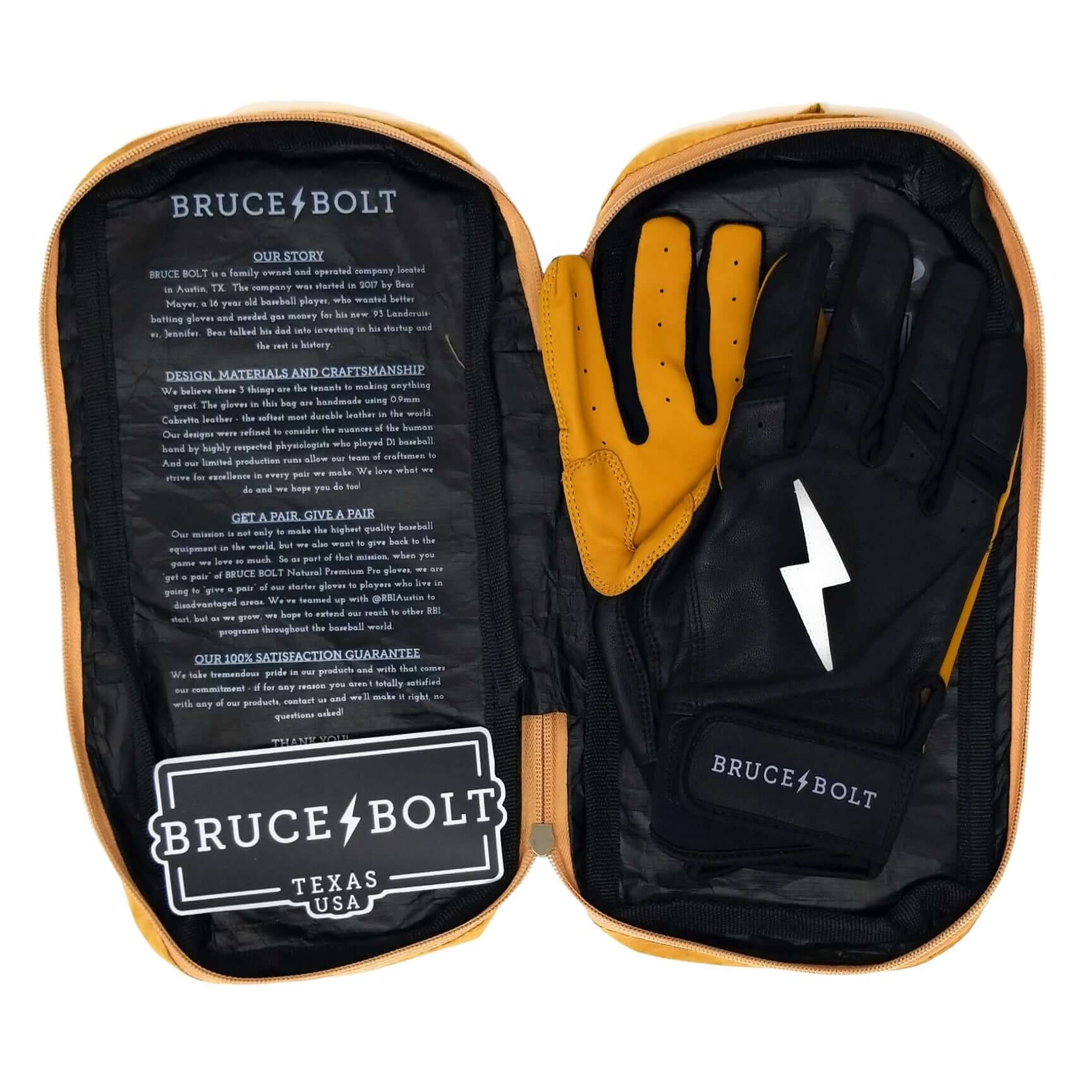 Youth batting gloves in black, made from 0.9mm Cabretta leather, with double reinforced palm and wider cuff.