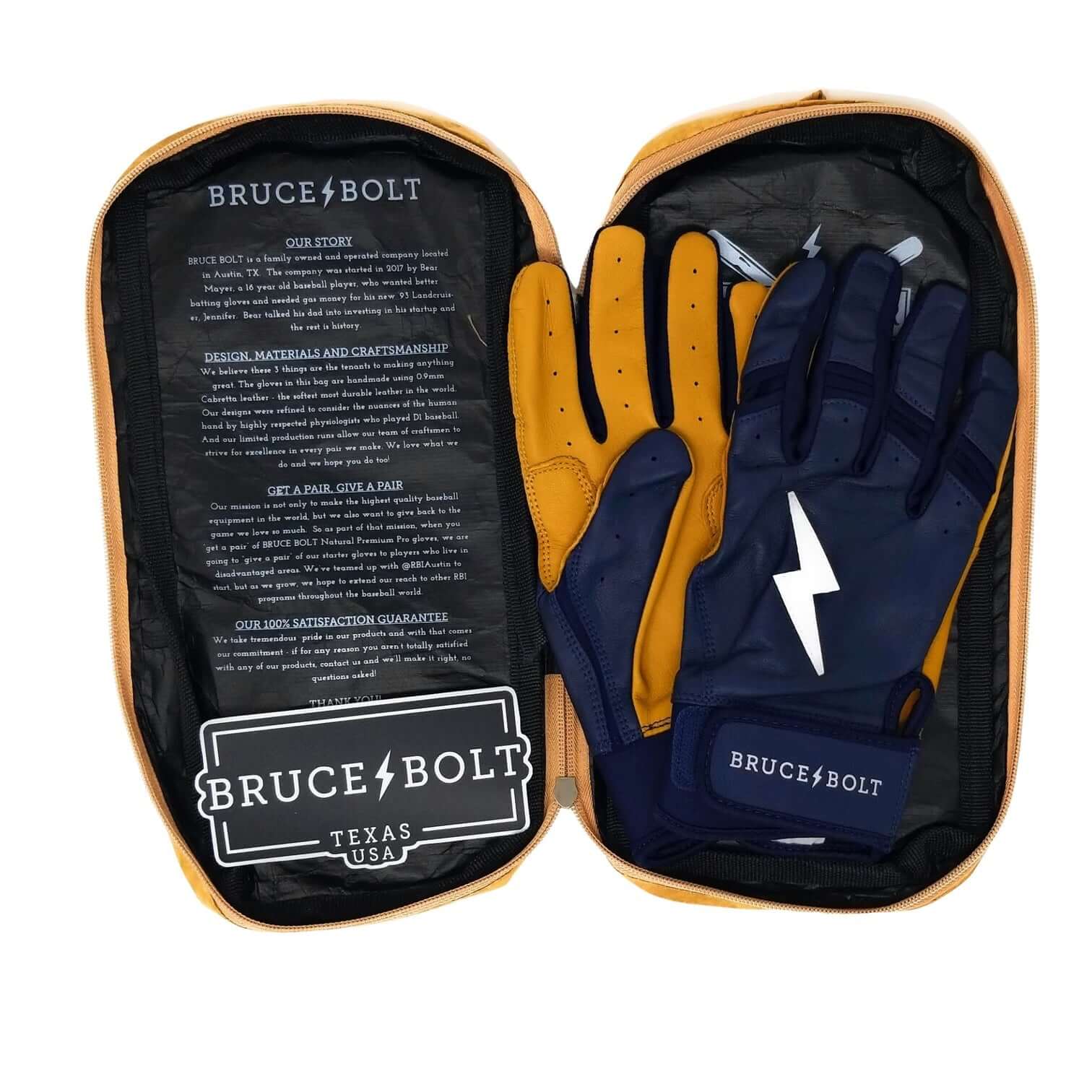 Youth Navy Batting Gloves - Bruce Bolt Premium Pro