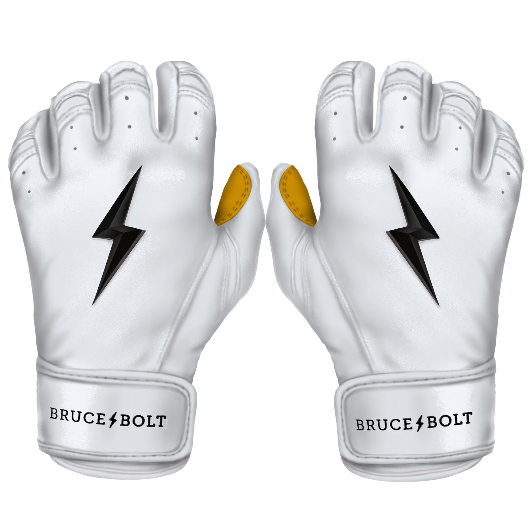 Bruce Bolt Premium Pro Short Cuff Batting Gloves White