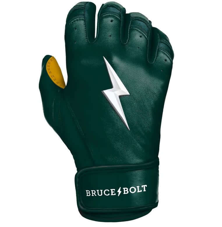 alt=Bruce Bolt Premium Short Cuff Green Batting Glove Highest Quality, Durable Cabretta Leather