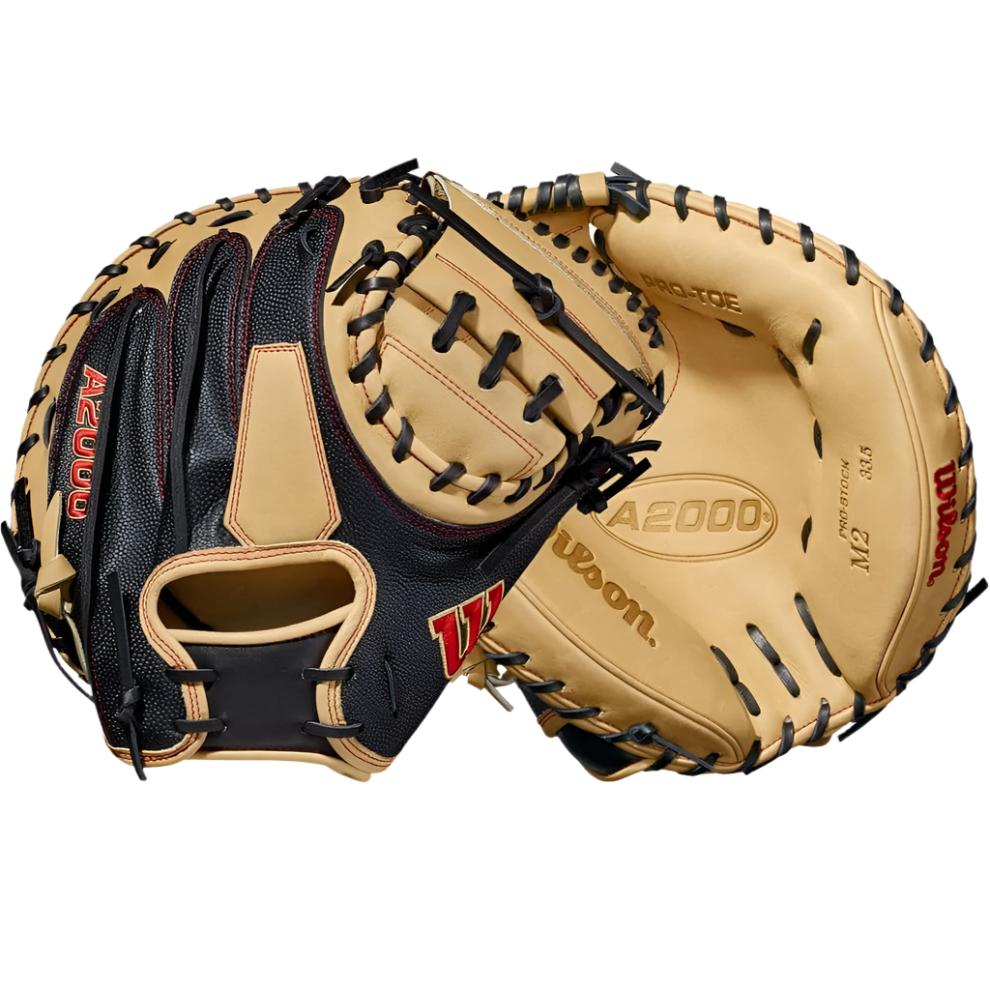 Wilson A2000 M2SS 33.5 Baseball Catcher's Mitt, Black SuperSkin with Blonde Pro Stock Leather