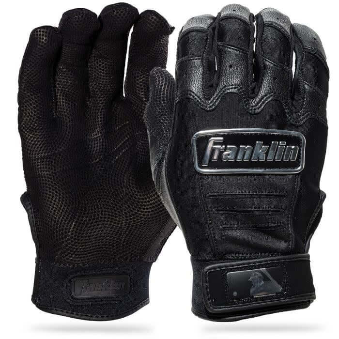 Franklin CFX Pro Chrome Series Black batting gloves with Pittards digital sheepskin leather palm for superior grip