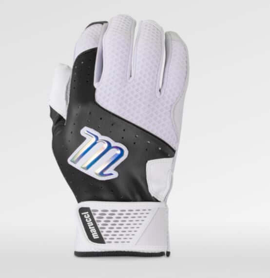 Marucci Youth Crest Batting Glove with durable synthetic palm and dimpled mesh back