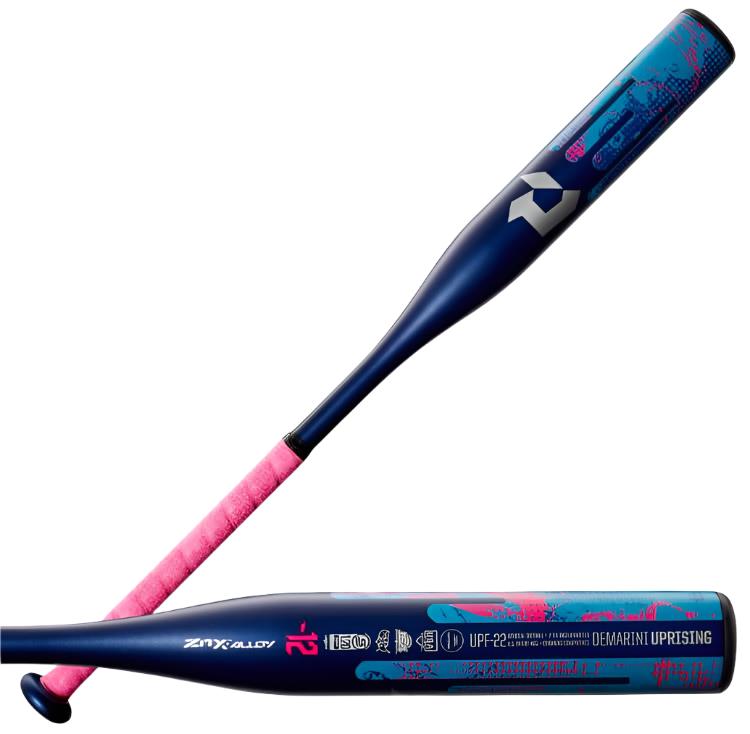 DeMarini FP UPRISING (-12) Fastpitch Bat 2022 model with DX1 Alloy Barrel for durability and pop.