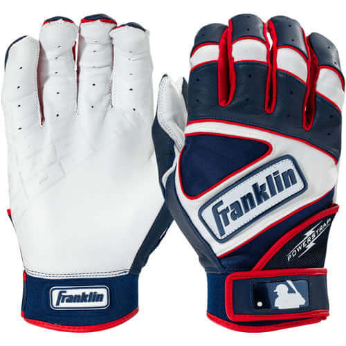 Navy Franklin Powerstrap Hi-Lite Series Batting Glove for a snug, locked-in fit.