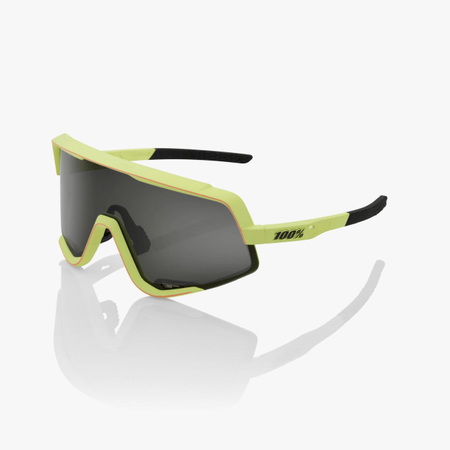 Neon yellow sunglasses with cylindrical shield lens, UV protection