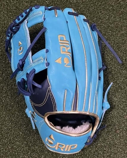 Drip Outfield Glove 12.75 Blue, Teal, and Gold Outfield LHT