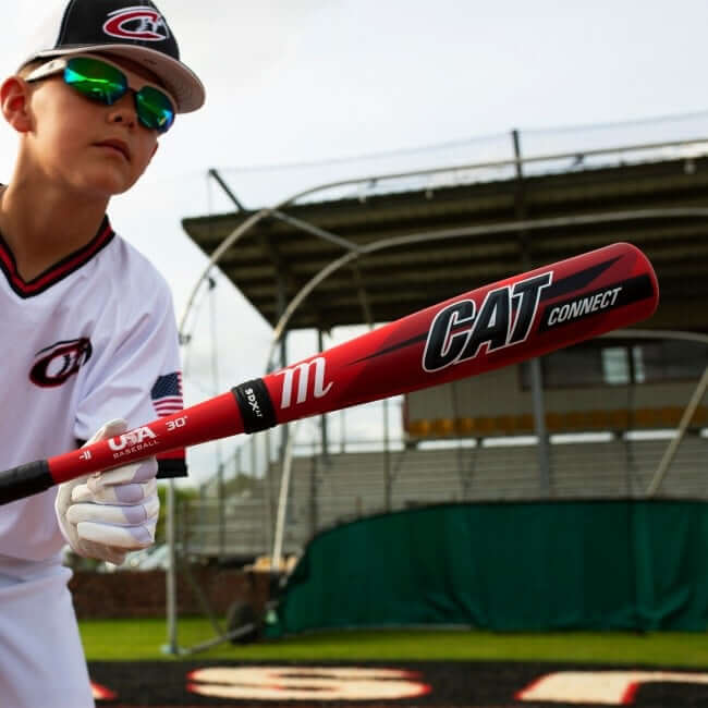 Marucci Cat Connect two-piece baseball bat with AZ105 alloy barrel and carbon composite handle