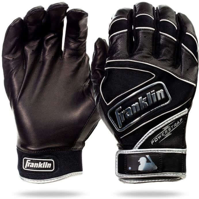 Franklin Powerstrap Chrome Series Black Baseball Gloves Premium Sheepskin Leather