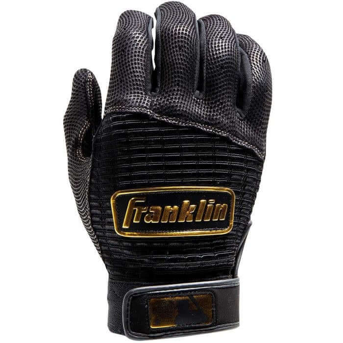 Franklin Pro Classic Series Black/Gold baseball glove with spandex hand back and sheepskin leather palm