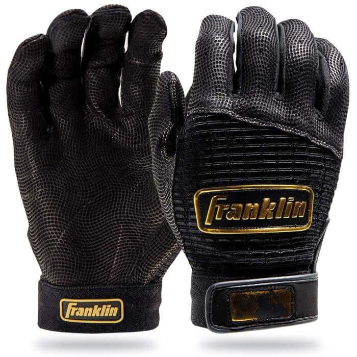 Franklin Pro Classic Series Black/Gold baseball glove with spandex hand back and sheepskin leather palm