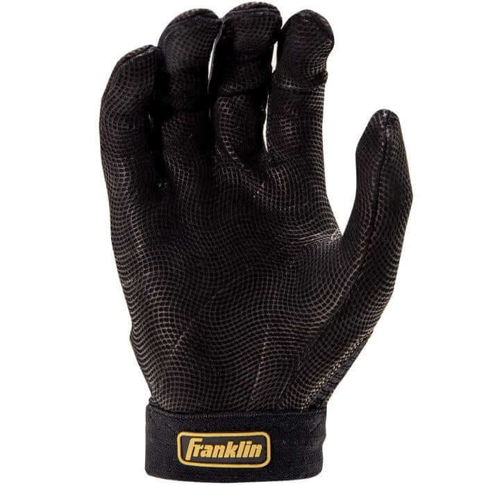Franklin Pro Classic Series Black/Gold baseball glove with spandex hand back and sheepskin leather palm