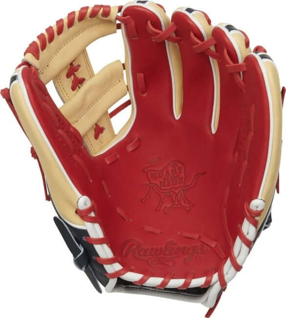 Rawlings Heart of the Hide Infield Glove Scarlet/Navy 11.5-inch, 31-pattern, narrow fit for smaller hands.