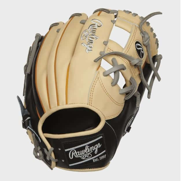 Rawlings Heart of the Hide PRONP4 2CBT 11.5-inch infielder's glove, camel and black, Pro I Web.