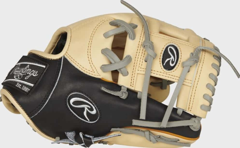 Rawlings Heart of the Hide PRONP4 2CBT 11.5-inch infielder's glove, camel and black, Pro I Web.