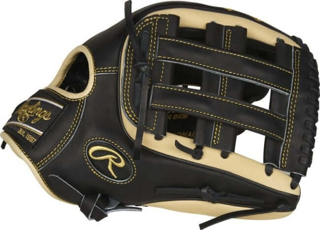 Rawlings Heart of the Hide R2G 12.75 in Baseball Glove Right, ultra-premium steer-hide leather, black and camel design