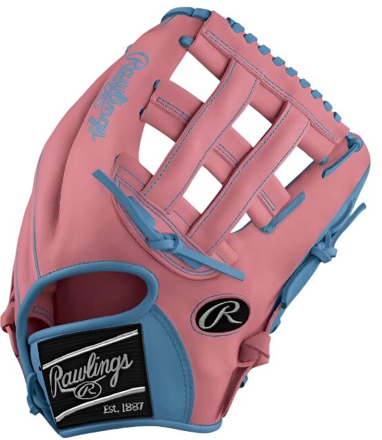 Rawlings Heart of the Hide Custom Pro205 11.75-inch Pink/Sky Blue Glove