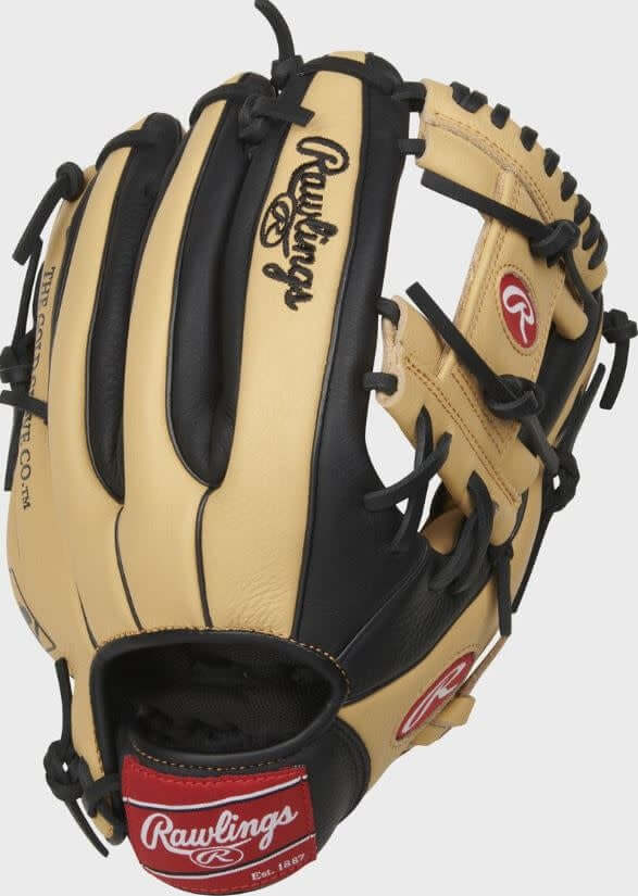 Rawlings SPL150CB youth baseball glove, black and tan design