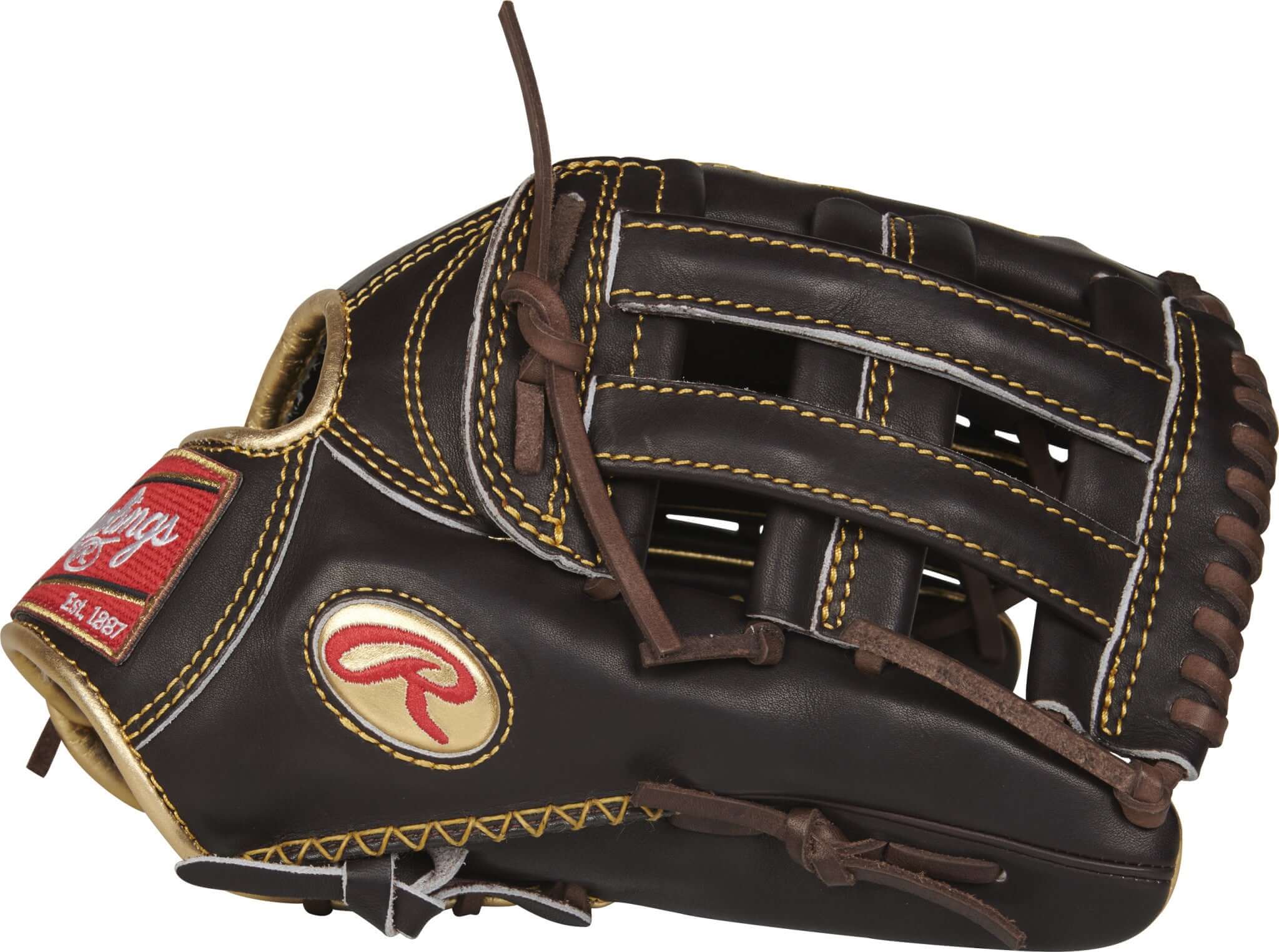 Rawlings Gold Glove RGG3039 12.75 Inch Outfielder Glove, Black/Brown/Gold