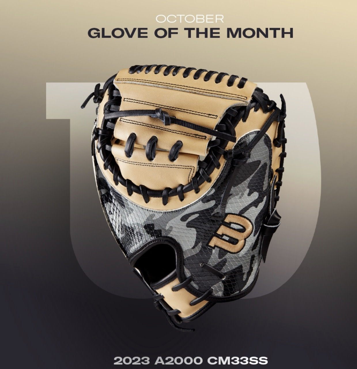 Wilson A2000 Glove of the Month(GOTM) October 2022 CM33 Black Camo/Blonde 33" RHT Catchers Mitt