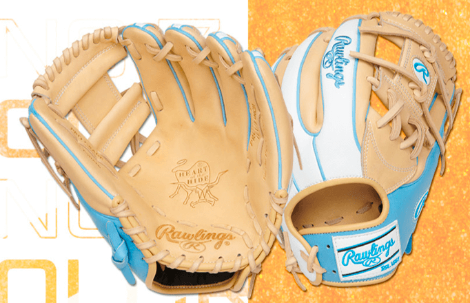 Rawlings ColorSync 7.0 11.5-inch infield glove in blue, camel, and white