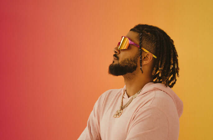 Speedcraft XS sunglasses, Fernando Tatis Jr edition, metallic pink fading to yellow