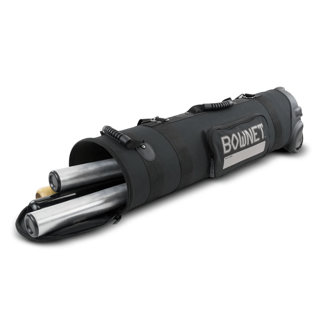 Bownet Bat Travel Tube Durable, lightweight bat storage for up to 14 bats with wheels and shoulder strap.