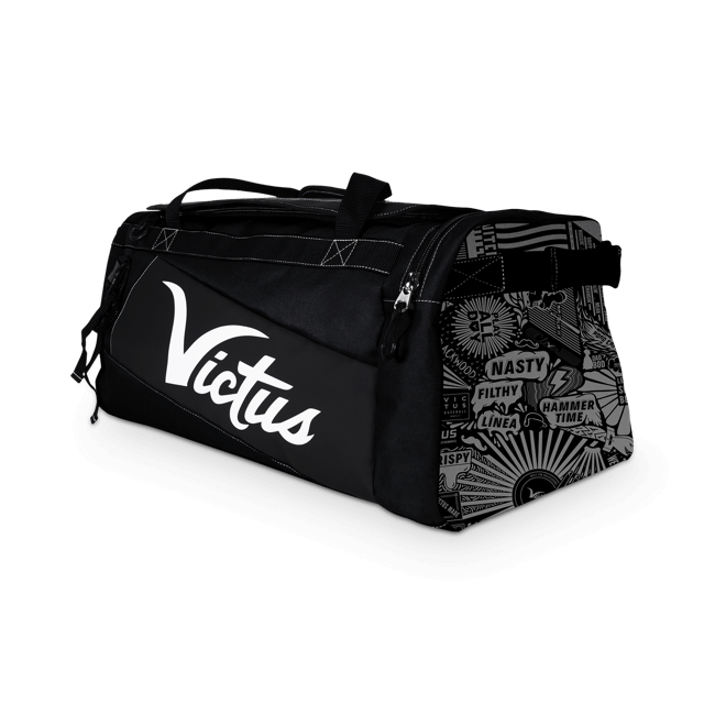Victus DNA Duffel Bag Black/Nox with external bat sleeves for two bats