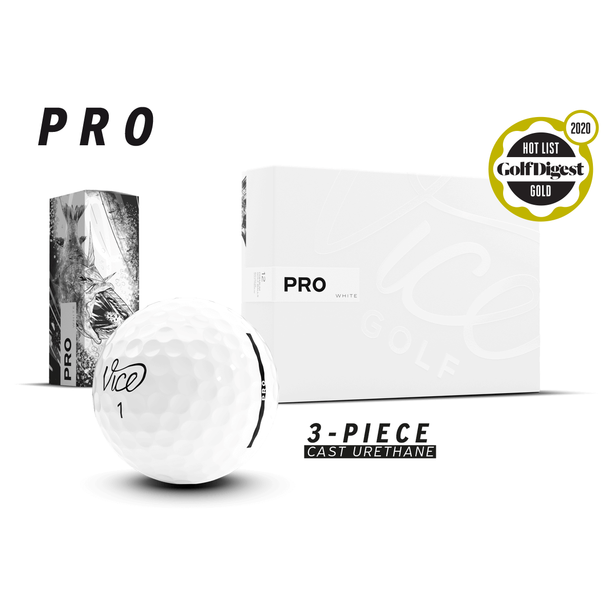 Vice Golf Pro Ball - Between The Lines Logo (Sleeve of 3)