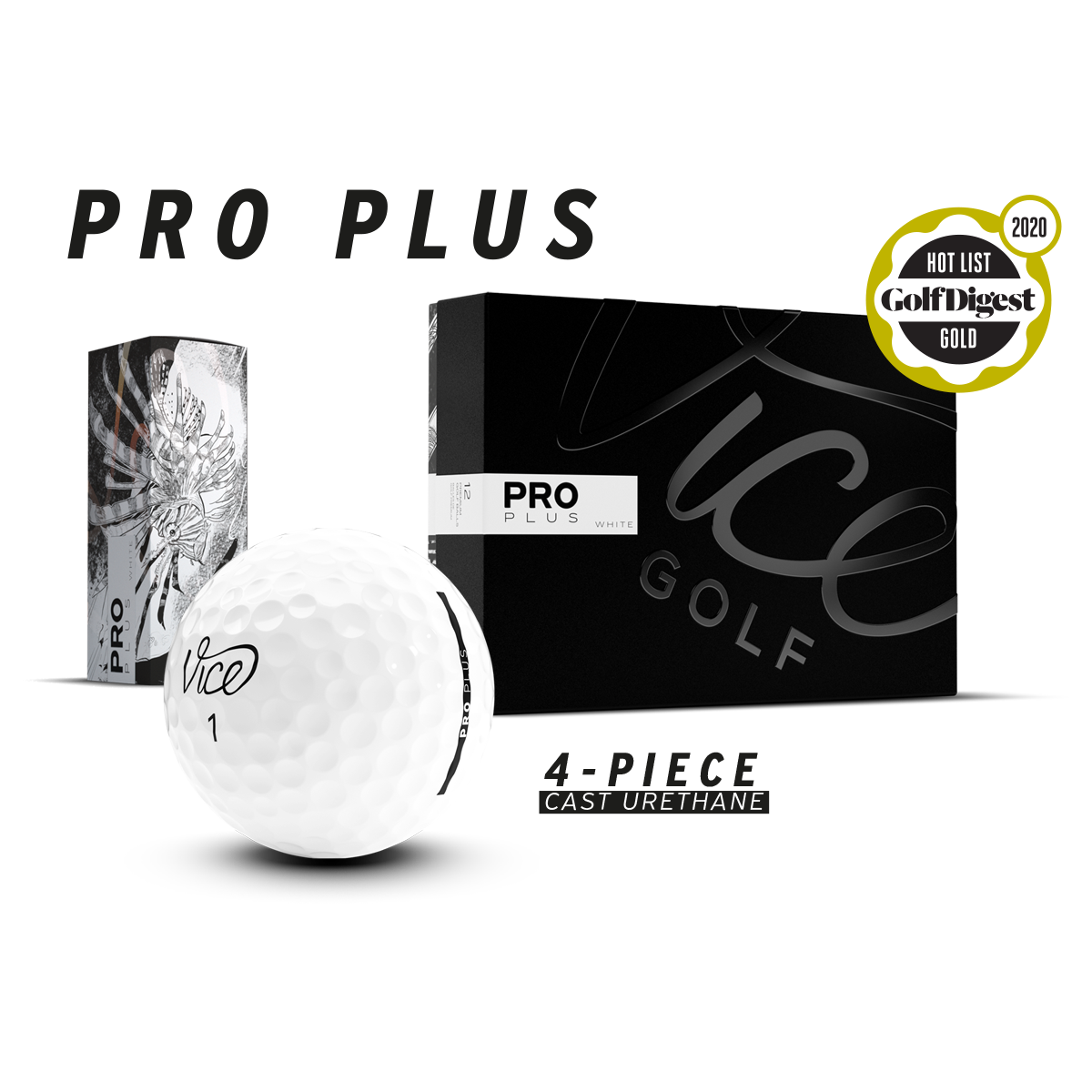 Vice Golf Pro Plus Ball -  Between The Lines Logo (Sleeve of 3)