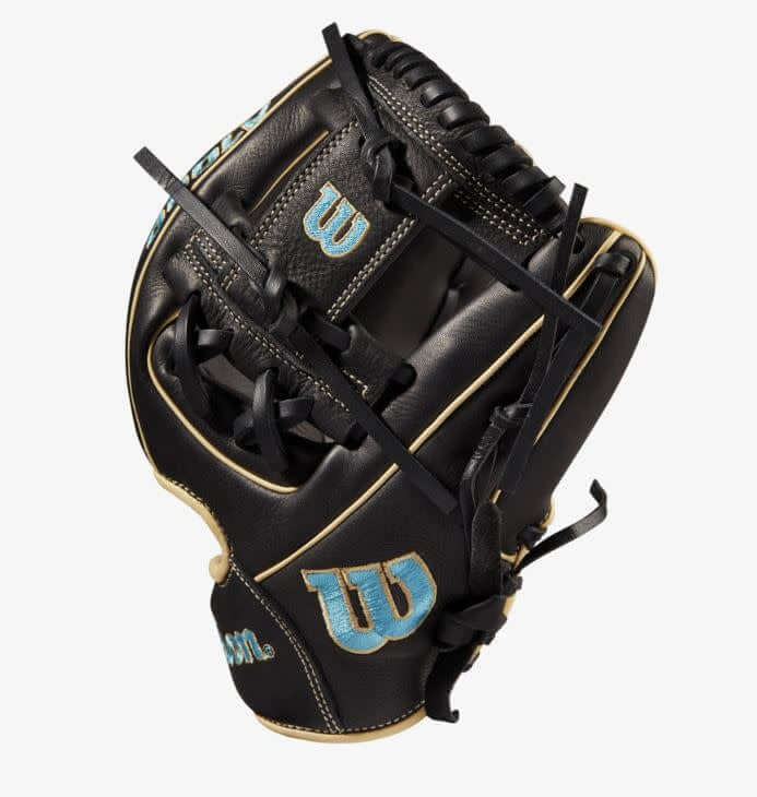 Wilson A1000  DP15 w/Pedroia Fit  (IF) LHT 11.5 Black/Blonde/Tropical Blue