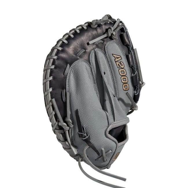 A2000FP CM2134 black and grey 34-inch catchers mitt with drawstring closure and modified web