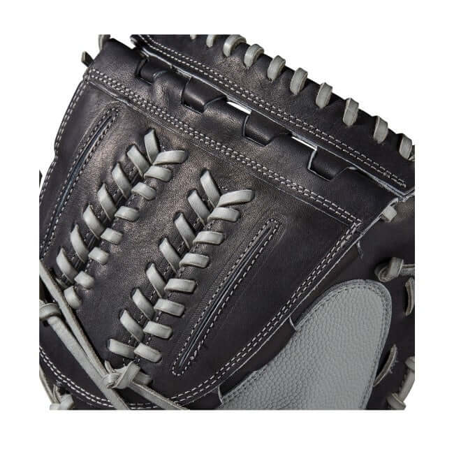 A2000FP CM2134 black and grey 34-inch catchers mitt with drawstring closure and modified web