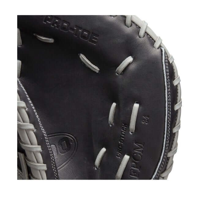 A2000FP CM2134 black and grey 34-inch catchers mitt with drawstring closure and modified web