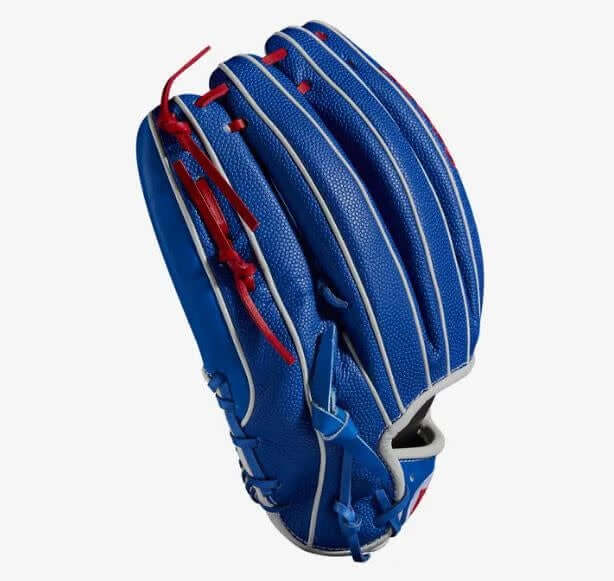 Wilson A2000 VG27 SS 12.25 baseball glove with Royal SuperSkin and Pro Stock Leather, Red Lacing