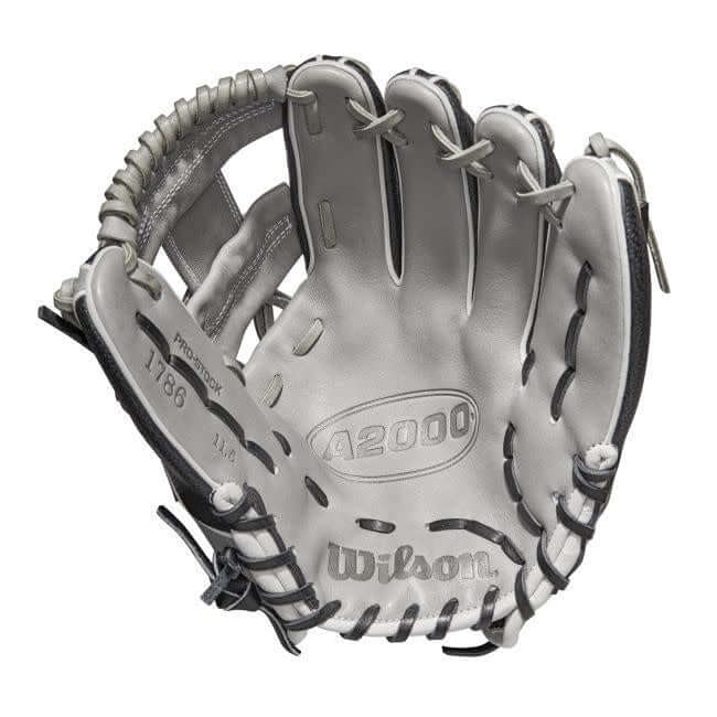Wilson A2000 SuperSkin 1786 baseball glove, 11.5, grey/black SS, lightweight and durable.